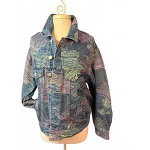 NEW SIGNATURE8 women's printed denim jacket in multi-blues